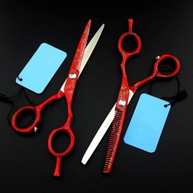 ciseaux de coiffeur Ciseaux de coupe de cheveux, ciseaux de salon de coiffure rouge japonais professionnel de 6 pouces coupan