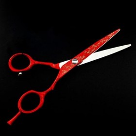 ciseaux de coiffeur Ciseaux de coupe de cheveux, ciseaux de salon de coiffure rouge japonais professionnel de 6 pouces coupan...