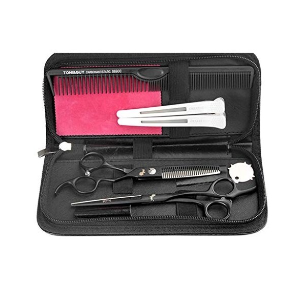 Professional 6.0 Pouces Coiffure Ciseaux De Coiffure Set Ciseaux Dilution De Coupe De Cheveux Noirs Dents Plates Ciseaux Homm