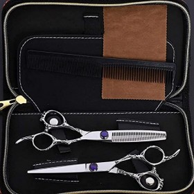 JINJIA Ensemble de Ciseaux de Coiffeur, Ciseaux de Coiffeur à poignée Fleur Antique 6,0 Pouces