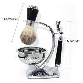 KJYR Portatif Supports de Brosse de Rasoir Classiques, Ensemble Cadeau de Rasage 4 en 1 pour Hommes, Brosse à Cheveux de Blai