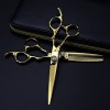 Ciseaux de coupe de cheveux, 6 pouces professionnels 440c Gem Scissor Gold Ciseaux de cheveux Coupe Barber Coupe de cheveux C