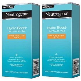 Neutrogena Hydro Boost Ecran de Ville Fluide Hydratant SPF25 Tube 50 ml - Lot de 2 Crème Jour et Nuit