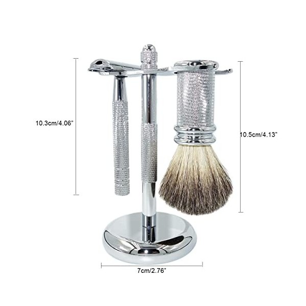 LEFEDA Simple Support De Brosse De Rasoir Pour Hommes, Kit De Rasage Humide De Rasoir De Sécurité à Double Bord En Acier Inox