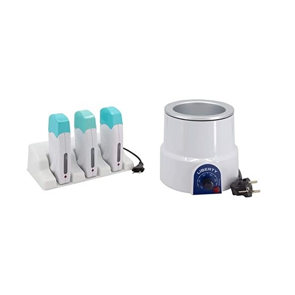 EPILWAX Epilateur Chauffe Cire Professionnelle Roll-On Trio 100 ml Basic 1 Unité & Epilateur Liberty Chauffe Cire Epilation P