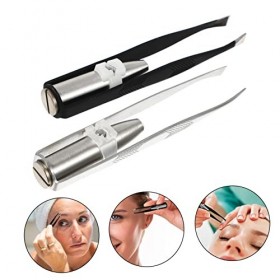 Fournitures de tondeuse à cheveux, 2 pièces pince à sourcils à lumière LED tondeuse à épiler lumière LED pince à épiler outil...