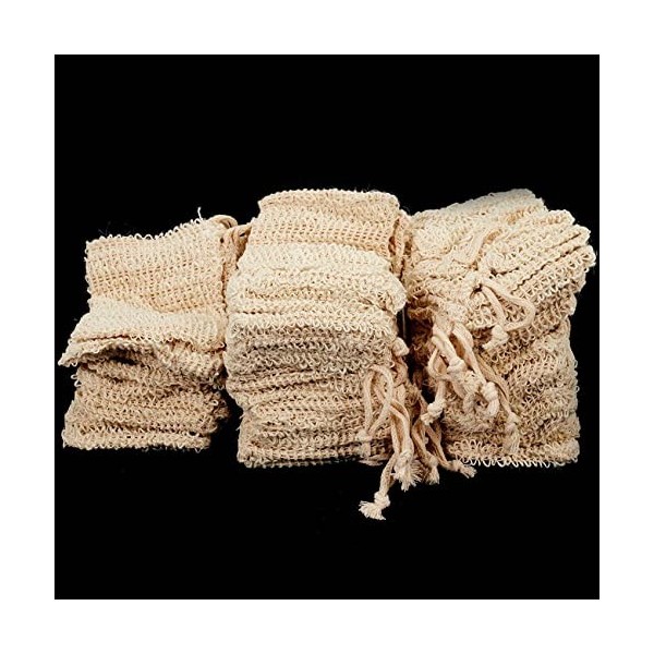 Motorhop Sac de de Sisal de Bain de Douche Sac à en Sisal Naturel Porte-Pochette EPargnant Exfoliant 200 Pièces