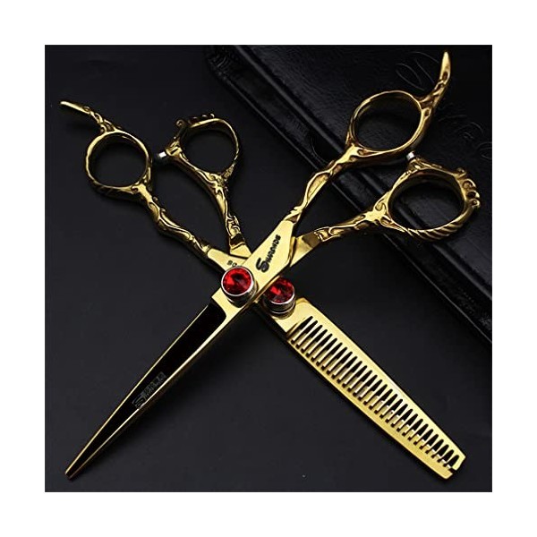 KOAIEZ 6,0 Pouces 440C Professional Or Ensembles De Ciseaux De Coupe De Cheveux, Outils De Cisaillement De Coiffure De Coif