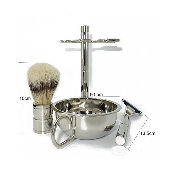 HRTC Supports de Brosse de Rasoir pour Hommes, Ensemble de Rasage de Brosse à Barbe de Sanglier mâle 5 en 1, Support de Tasse