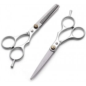 JINJIA Ensemble de Ciseaux de Coiffure pour débutants, Ciseaux en Acier Inoxydable de Salon Professionnel Argent 6 Pouces