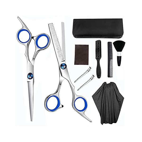 Cisailles de Coupe des Cheveux 10 pcs Set Professional 6 Ciseaux à Cheveux avec Sac à Pince Peigne Pinceau Couple Coiffeur