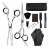 Cisailles de Coupe des Cheveux 10 pcs Set Professional 6 Ciseaux à Cheveux avec Sac à Pince Peigne Pinceau Couple Coiffeur