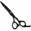 Ciseaux de barbier 6 pouces de coiffure noirs ensemble de ciseaux à main incurvés simples ciseaux de coiffure cisaille plate 