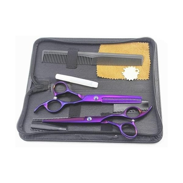 Ensemble de ciseaux de coiffure professionnels violets, ciseaux amincissants pour coupe de cheveux, ciseaux de coiffeur en ac