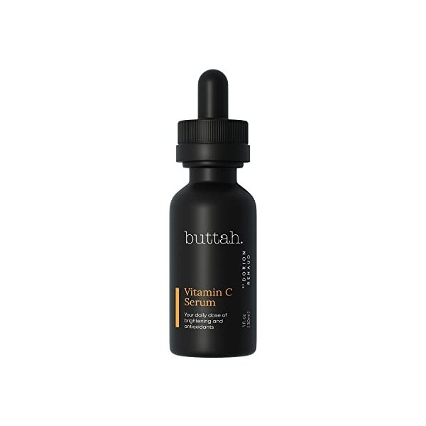 Buttah Skin Sérum à la vitamine C 30 ml – Pour le visage – Vitamine E – Acide férulique – Thé vert Crème Jour et Nuit