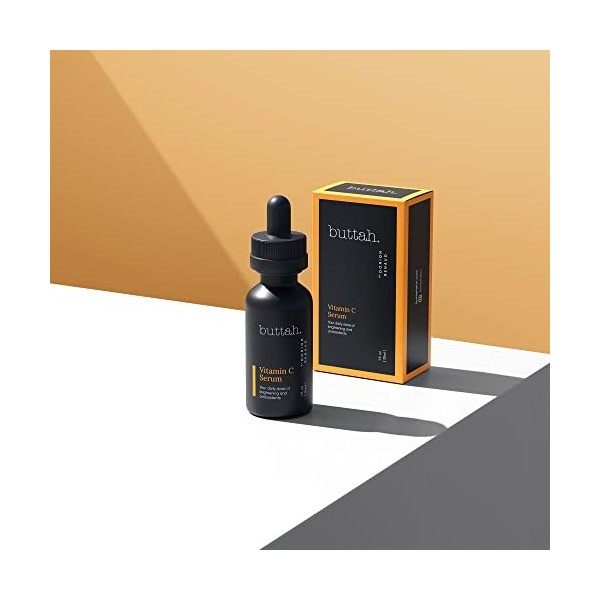 Buttah Skin Sérum à la vitamine C 30 ml – Pour le visage – Vitamine E – Acide férulique – Thé vert Crème Jour et Nuit