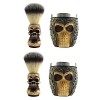 minkissy 3 Ensembles Brosse à Barbe Tête De Mort Brosse De Nettoyage Du Visage Brosse à Barbe Avec Bol Blaireau à Barbe Bol D