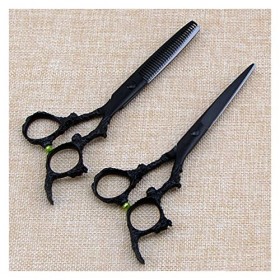Ciseaux de coupe de cheveux de dragon noir de 5,5 pouces et 6 pouces, ciseaux de coupe de cheveux amincissants couleur: coup ...