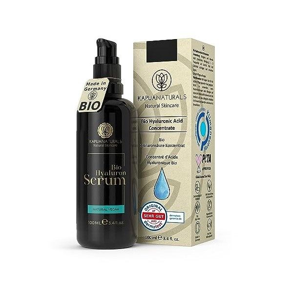 Serum Visage Acide Hyaluronique • BIO • 100ml • Serum Acide Hyaluronique • Vegan • Cosmétique naturelle & durable • Sérum hyd...