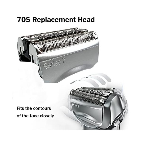 UTYIKR 70S Tête de rasoir électrique de rechange pour rasoir Braun Series 7, convient pour Braun S7 720, 730, 760CC, 790CC et