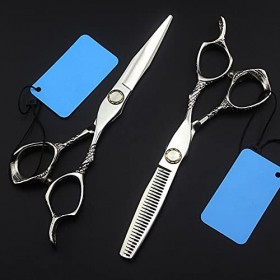 ciseaux de coiffeur Ciseaux de coupe de cheveux, acier japonais 6 pouces portant fleur poignée ciseaux de salon de coiffure c