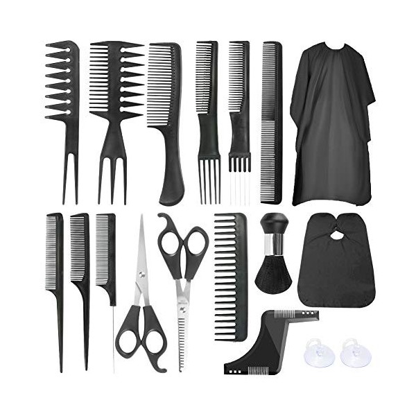 Luckit Kit de coupe de cheveux, 16 pièces, ciseaux à effiler professionnels avec 2 capes, ciseaux de coiffure, peignes, cisea