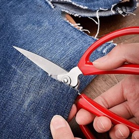 Ciseaux artisanaux Ciseaux à broder en acier inoxydable, poignée souple, adaptés aux ménages et aux bureaux - Ciseaux rouges ...