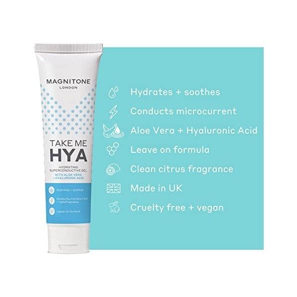 Magnitone Take Me Hya - Gel Supraconducteur Hydratant à lAloe Vera + Acide Hyaluronique, pour Appareil de Tonification Facia ...
