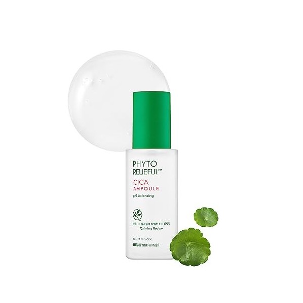 THANKYOU FARMER Phyto Relieful Cica Ampoule 1.75 Fl Oz 50ml - Centella Asiatica for soothing | Facial Serum For Sensitive S C...