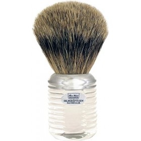 Hans Baier Exclusive Blaireau de rasage XXL en acrylique transparent - Taille 6 - Pointe argentée