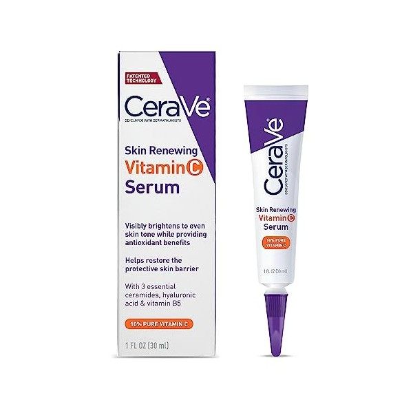 CeraVe Vitamin C Serum with Hyaluronic Acid | Skin Brightening Serum for Face with 10% Pure Vitamin C | Fragrance Free | 1 Fl