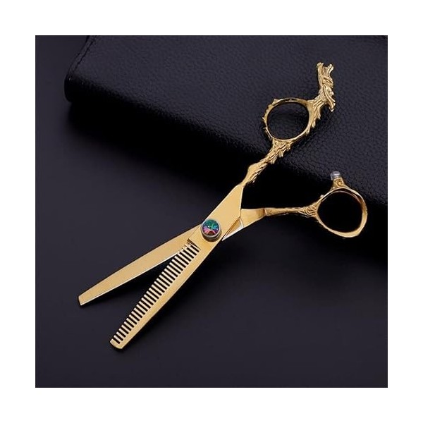 Ciseaux de coiffeur Ciseaux de coupe de cheveux, 6 pouces Professional Gold 9CR13 Ciseaux de coiffure Amincissement Ciseaux d