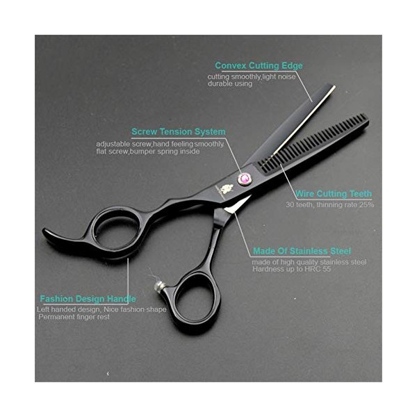 Ciseaux de coupe de cheveux professionnels pour gaucher 6,0" Set, coupe et coupe des cheveux de salon de coiffure parfait pou