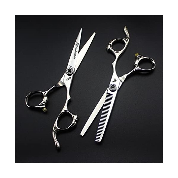 KOAIEZ Ensembles de Ciseaux de Coupe de Cheveux de 6,0 Pouces Argent , Ciseaux de Coiffure de Coiffeur en Acier Inoxydable, 