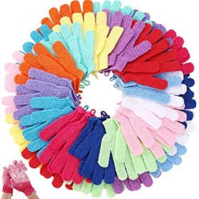 Lot de 26 paires de gants exfoliants pour le corps avec boucle de suspension pour massage, exfoliant, exfoliant, exfoliant, e