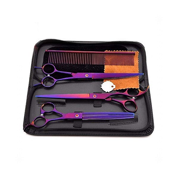 Outils de coupe des cheveux Ciseaux for animaux de compagnie violets de 8 pouces, 3 ensembles de ciseaux de coiffure de beaut