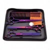 Outils de coupe des cheveux Ciseaux for animaux de compagnie violets de 8 pouces, 3 ensembles de ciseaux de coiffure de beaut