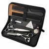 Coiffeurs Coiffure Professionnel Coiffure Ciseaux Barber Set, Kit de coupe de cheveux avec peigne et boîtier, outil de façonn