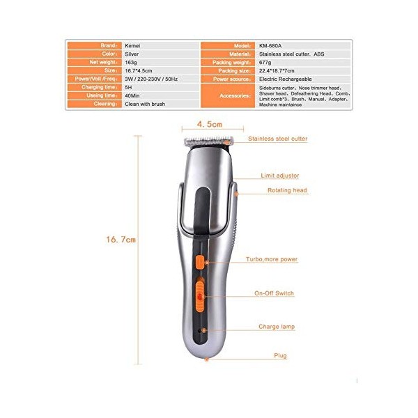 GFDFD Tondeuse À Cheveux Électrique, Tondeuse Rechargeable, Rasoir, Rasoir, Tondeuse À Cheveux Électrique Réglable sans Fil