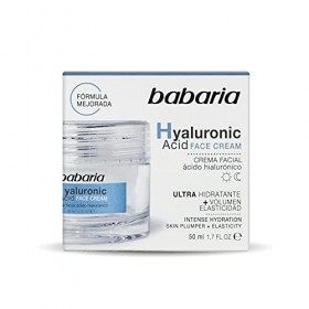 Babaria - Crème faciale dacide hyaluronique avec une action ultra hydratante et un filtre solaire, diminue laffaissement du C...