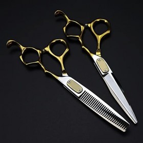 ciseaux de coiffeur Ciseaux de coupe de cheveux, 6 pouces Professionnel Japon 440c acier Ciseaux haut de gamme Or Ciseaux de 