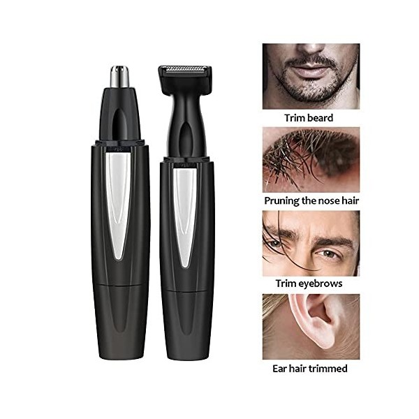 OUSIKA Nose Hair Trimmer 2 in 1 Electric Facial Hair Trimmer USB Charging Nose Ear Hair Shaver Eyebrow Scraper Razor Cleaner 