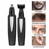 OUSIKA Nose Hair Trimmer 2 in 1 Electric Facial Hair Trimmer USB Charging Nose Ear Hair Shaver Eyebrow Scraper Razor Cleaner 