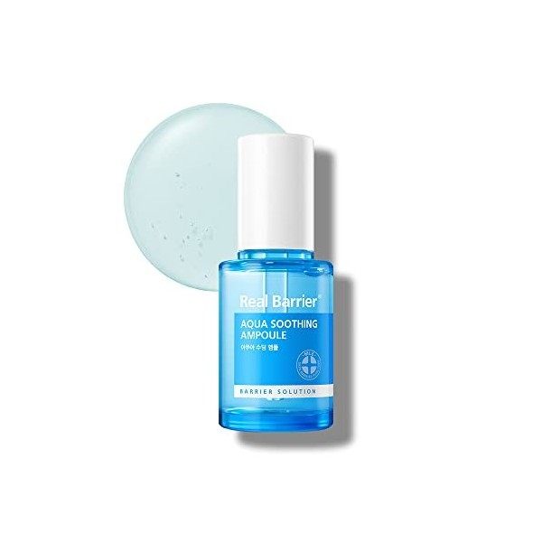 Real Barrier Aqua Soothing Ampoule 30ml, Hydratant pour le visage à lhuile de tanaisie bleue avec acide hyaluronique, rafraî ...