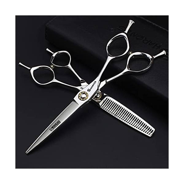 KOAIEZ Ensembles De Ciseaux De Coupe De Cheveux De 6,0 Pouces Argent , Kit Doutils De Cisaillement De Coiffure en Acier Ino