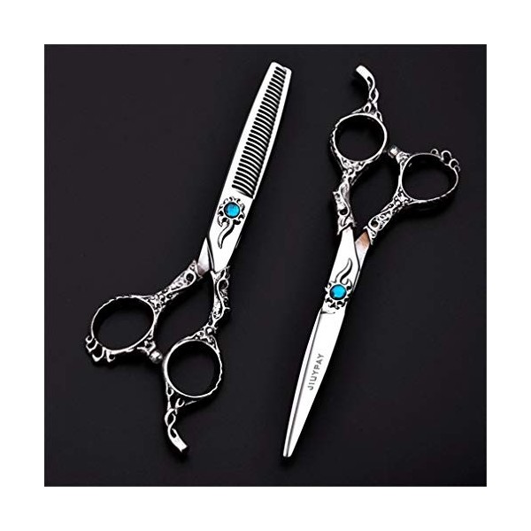 6,0 Pouces Ciseaux de Coiffure Set, Ciseaux Amincissants + Salon Droite Ciseaux et Salon de Coiffure Utilisation, 440C de Hau