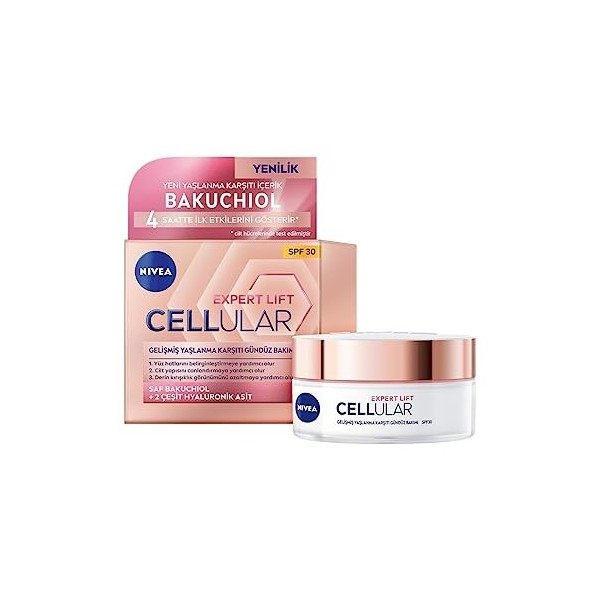 Nivea Hyaluronique Cellular + Elasticity & Contour Jour Crème Anti-Rides Jour avec SPF 30 Crème raffermissante Visage pour Pe...