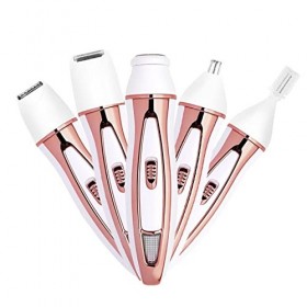 Epilateur Electrique Visage Femme Homme Sourcil Électrique Rechargeable par USB Cinq en Un Kit Dépilation à Domicile,Gold,15