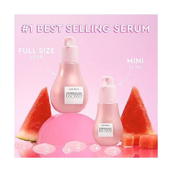 Glow Recipe Watermelon Glow Niacinamide Dew Drops Sérum hydratant avec acide hyaluronique, huile de moringa + vitamine E – Sé...
