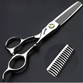 KOAIEZ Ensembles De Ciseaux De Coupe De Cheveux De 6,0 Pouces Argent , Kit Doutils De Cisaillement De Coiffure en Acier Ino